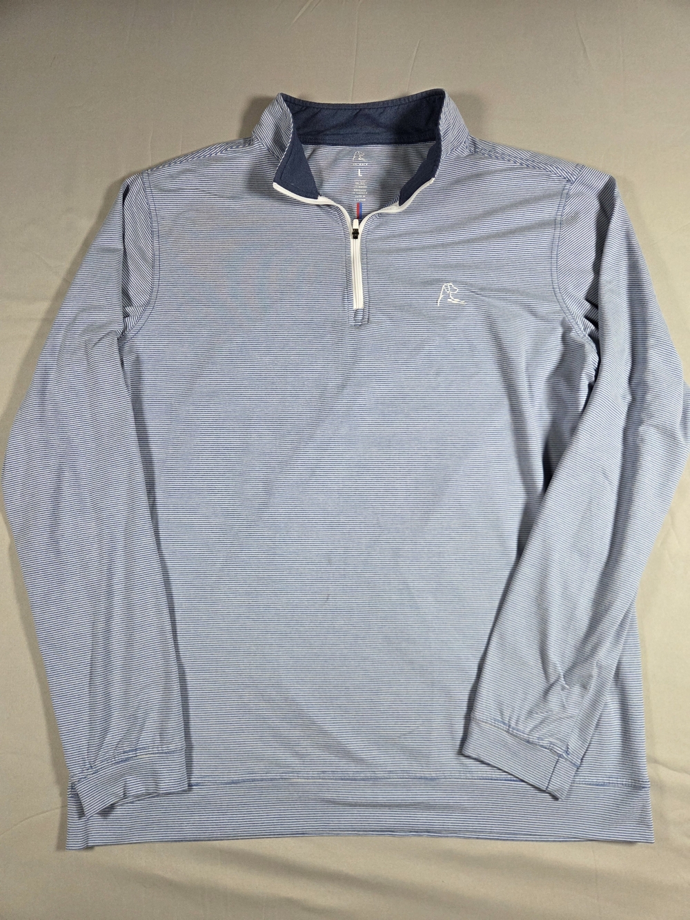 Rhoback Light Blue Micro-Stripe Quarter-Zip Pullover Size Large